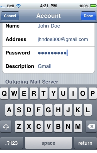 Change iPhone Email Password - Update Password