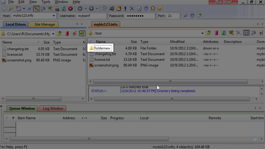 Manage Files In CuteFTP - Rename Folder