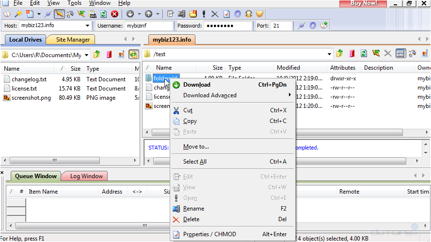 Manage Files In CuteFTP - Download Folder