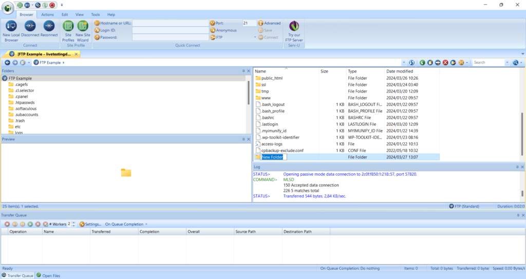 Step 2 - Manage Files in FTP Voyager - New Folder