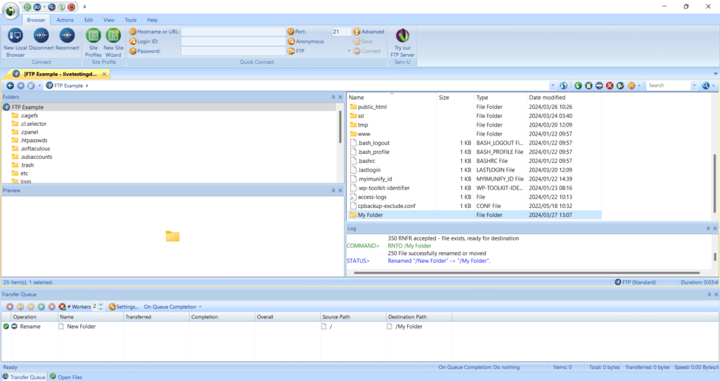 Step 3 - Manage Files in FTP Voyager - Created New Folder
