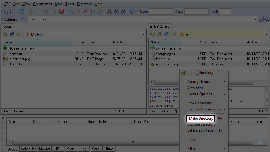 Upload Files Using LeapFTP - Make Directory