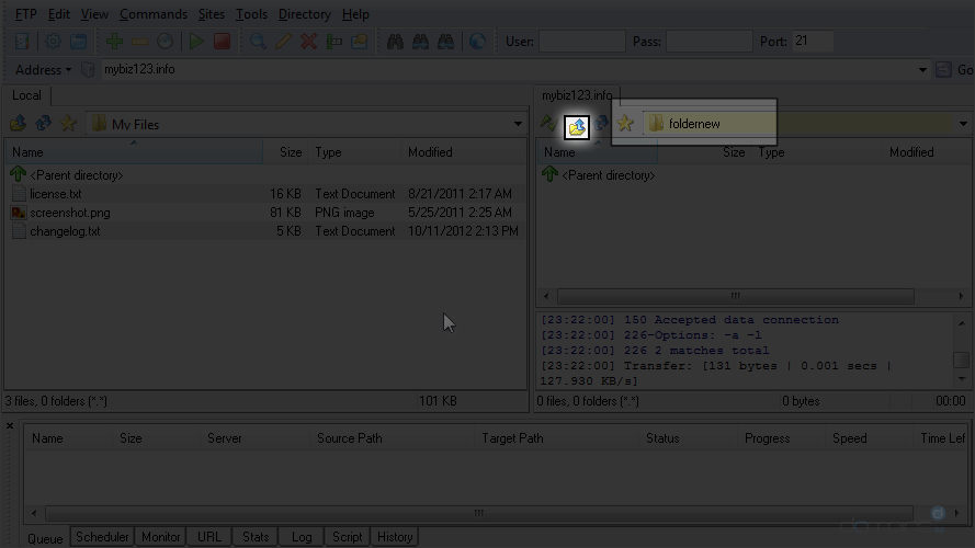 Upload Files Using LeapFTP - New Folder