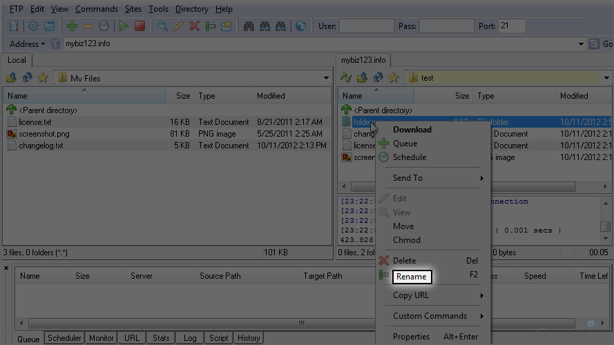 Upload Files Using LeapFTP - Rename Folder