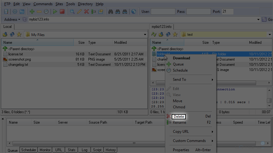 Upload Files Using LeapFTP - Delete Folder
