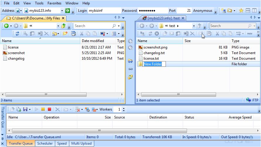 Manage Files in SmartFTP - Create New Folder