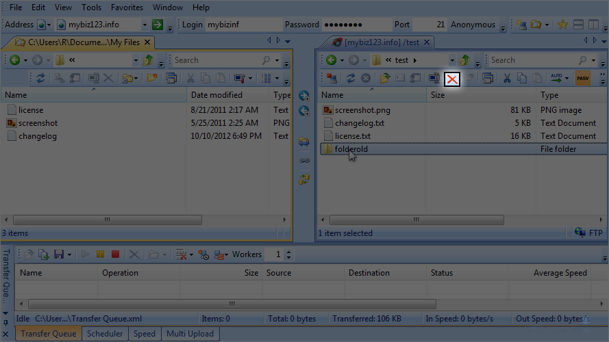 Manage Files in SmartFTP - Delete