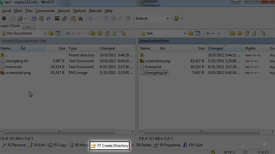 How To Manage Files Using WinSCP - F7 Create Directory