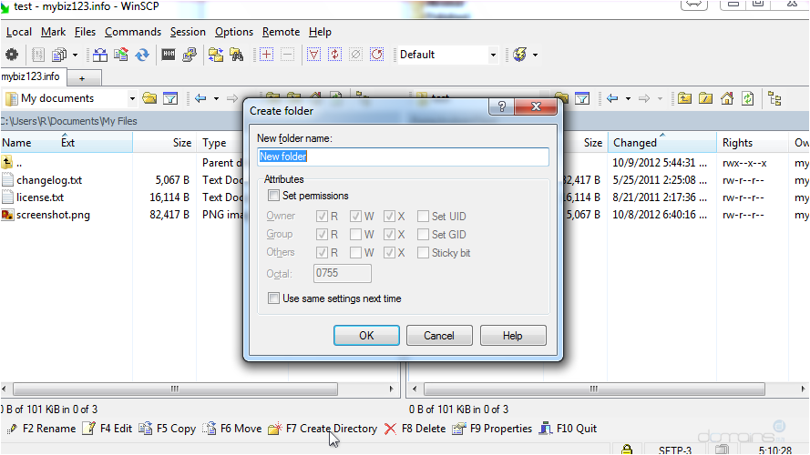 How To Manage Files Using WinSCP - New Folder Name