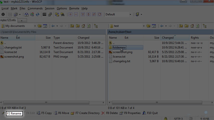 How To Manage Files Using WinSCP - Select Folder