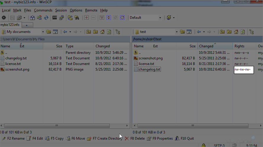 How To Manage Files Using WinSCP - Rights Changed