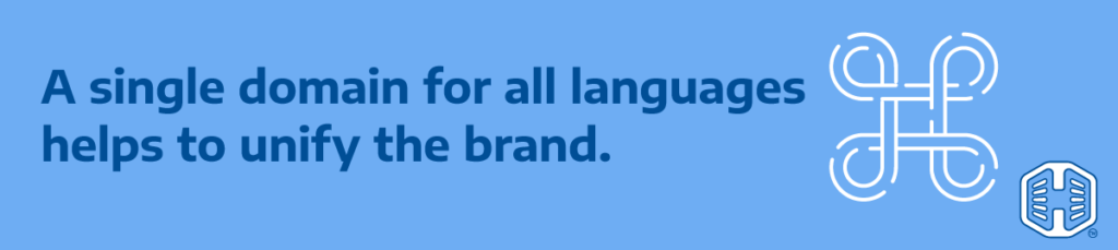 Text on Strip Banner - A Single Domain Ffor All Languages Helps To Unify The Brand