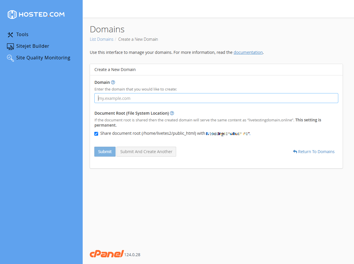 Park A Domain In cPanel - Add New Domain