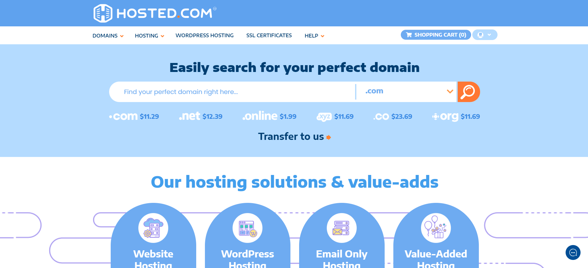 Renew A Domain - Hosted.com® Domain Registration Webpage
