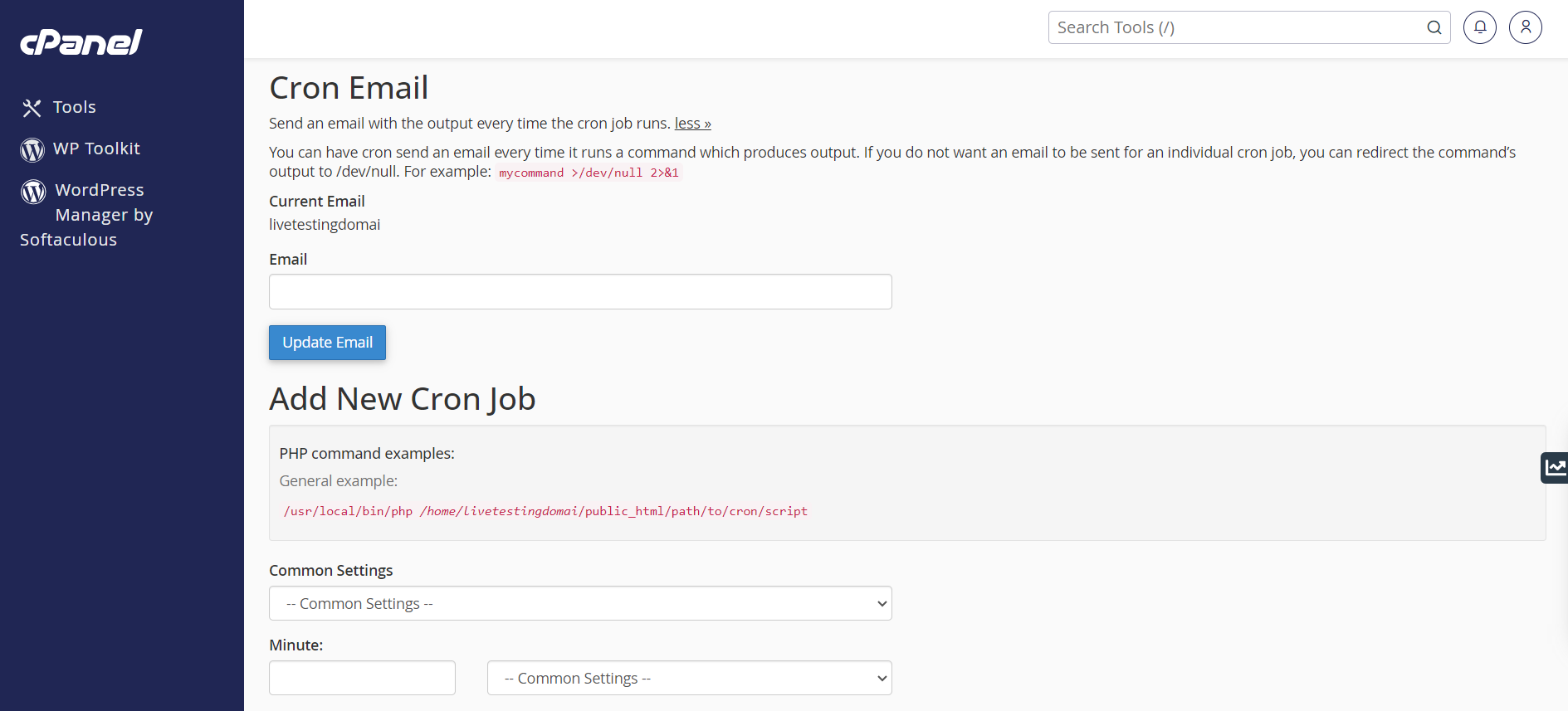 Setup A Cron Job In cPanel - cPanel Cron Panel