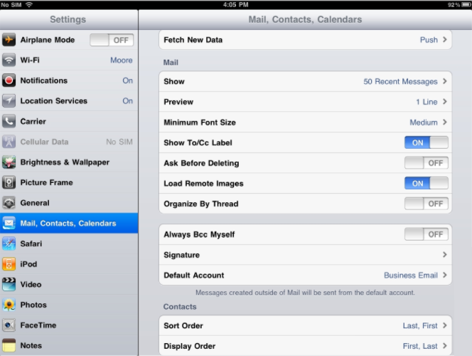 Setup An Email Signature On iPad - Select Mail