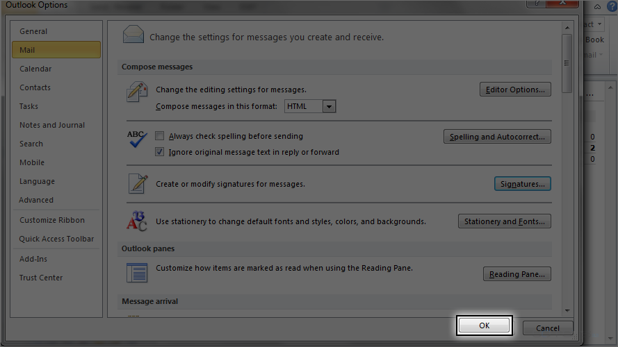 Email Signature in Outlook 2010 - Finalize Signature