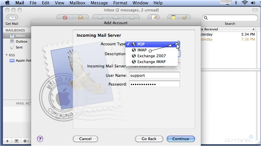 Setup IMAP Email On Apple Mail - Incoming Mail Server