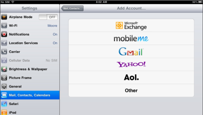 Setup An IMAP Email Account On iPad - Add Mail Account