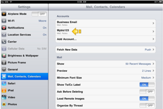 Setup An IMAP Email Account On iPad - Home