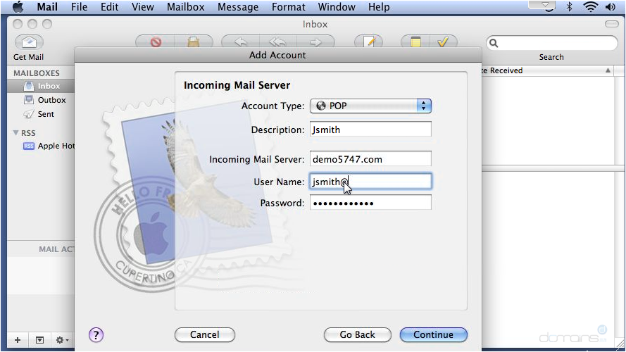 Setup POP Email on Apple Mail - Incoming Mail Server
