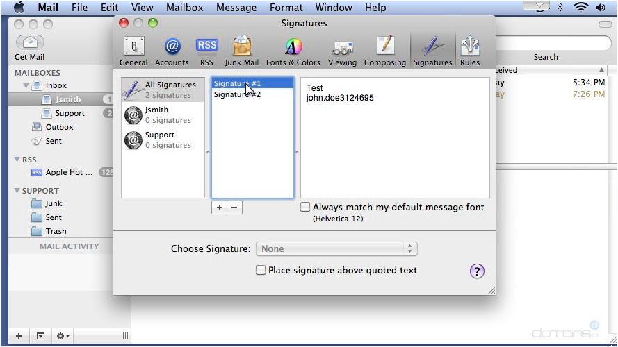 Setup Email Signatures In Apple Mail - Delete Signature