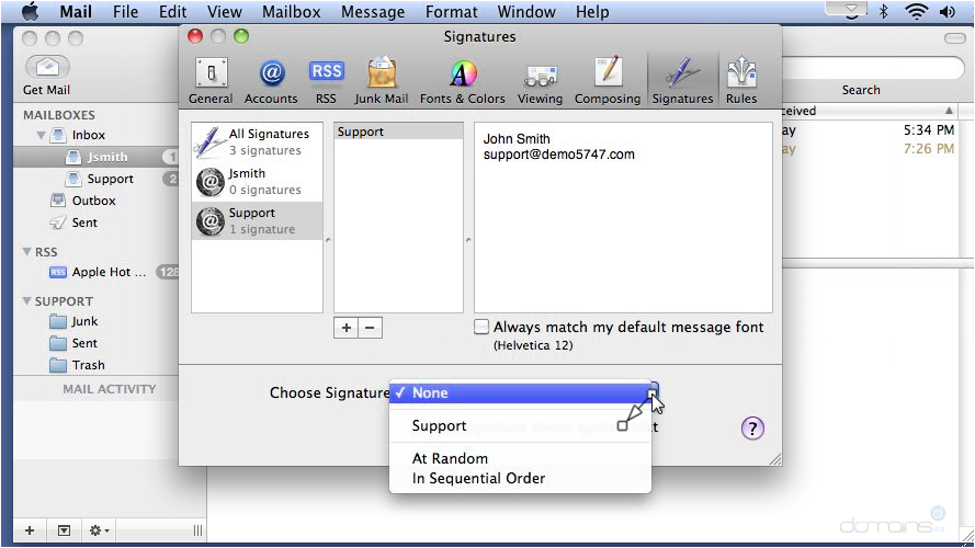 Setup Email Signatures In Apple Mail - Set Default Signature