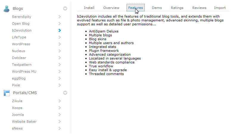 Choose The Right Softaculous Script - b2Evolution Features