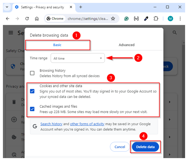 net::err_cert_authority_invalid - Clear Cache and Cookies on Google Chrome