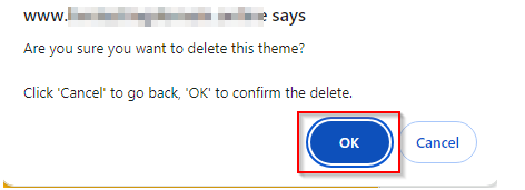 How to Backup Your WordPress Site - Confirm Deletion of WordPress Theme