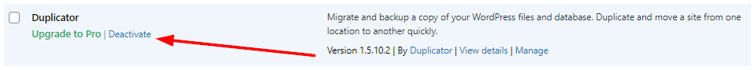 How to Backup Your WordPress Site - Deactivate Plugin
