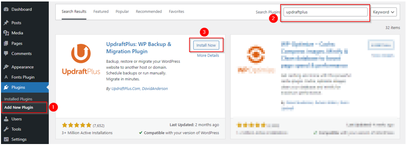 How to Backup Your WordPress Site - Install UpdraftPlus Plugin