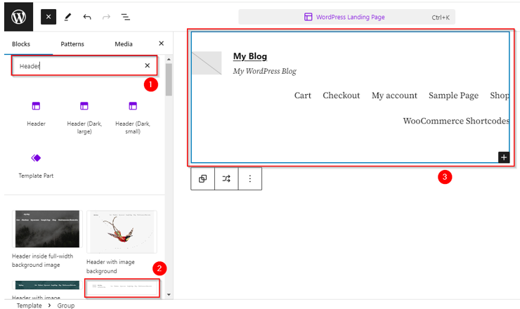 How to Create a WordPress Landing Page - Add a Header Block