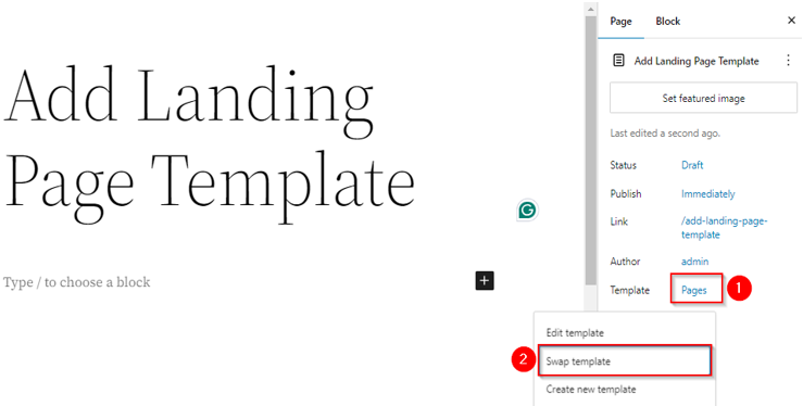 How to Create a WordPress Landing Page - Swap Page Template