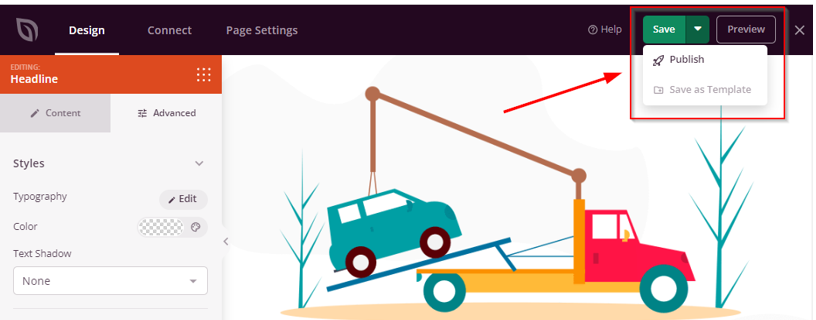 How to Create a WordPress Landing Page - Publish Landing Page