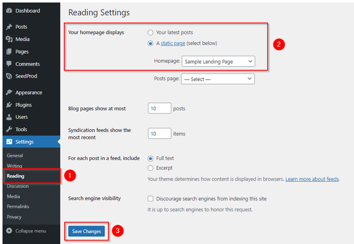 How to Create a WordPress Landing Page - Set Your Landing Page as Home Page