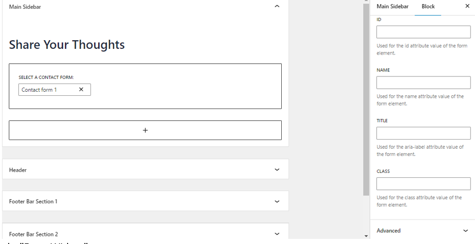 WordPress Widgets - Form Widget
