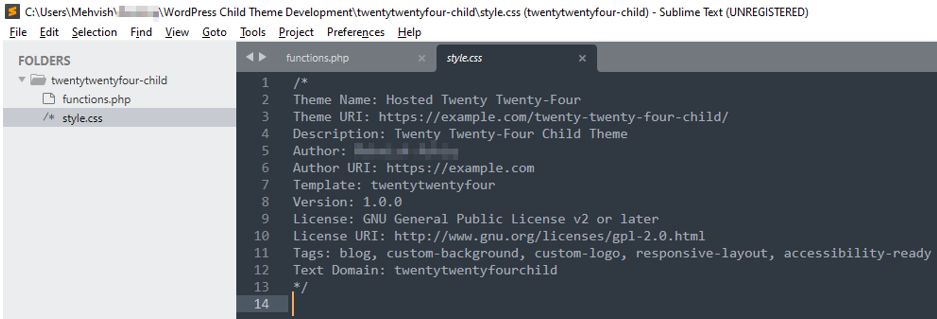 How To Create A WordPress Child Theme - Add Header to style.css File