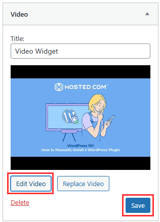 Embed A Video In WordPress - Edit or Save Video Widget