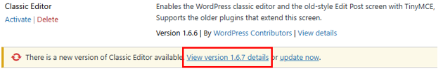 Update WordPress Plugins - View Version Details