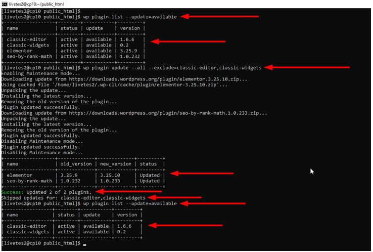 Update WordPress Plugins - Update All Plugins Excluding Specific Ones