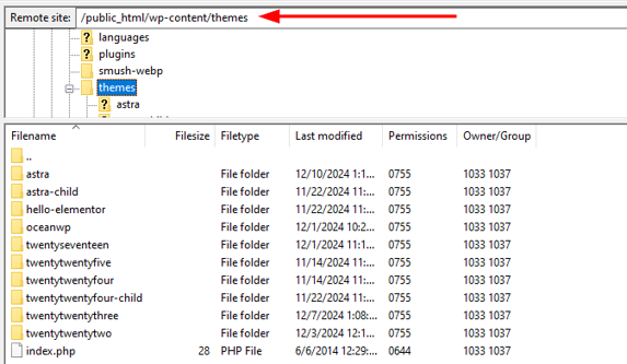 How to Update a WordPress Theme: 5 Effective Methods - Navigate to Themes Directory