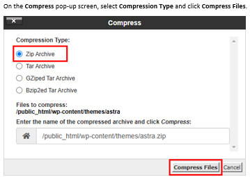 How to Update a WordPress Theme: 5 Effective Methods - Choose Compression Type