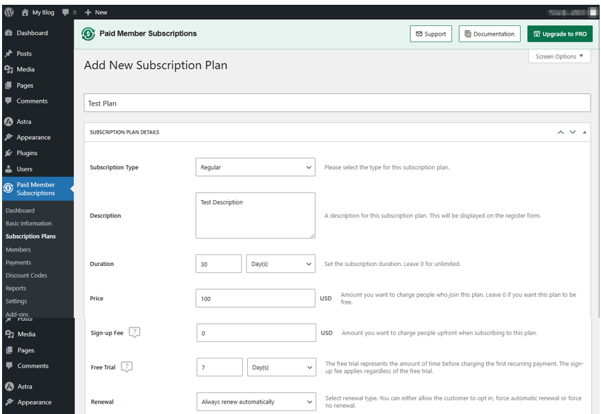 Create a Membership Website in WordPress - Save Subscription