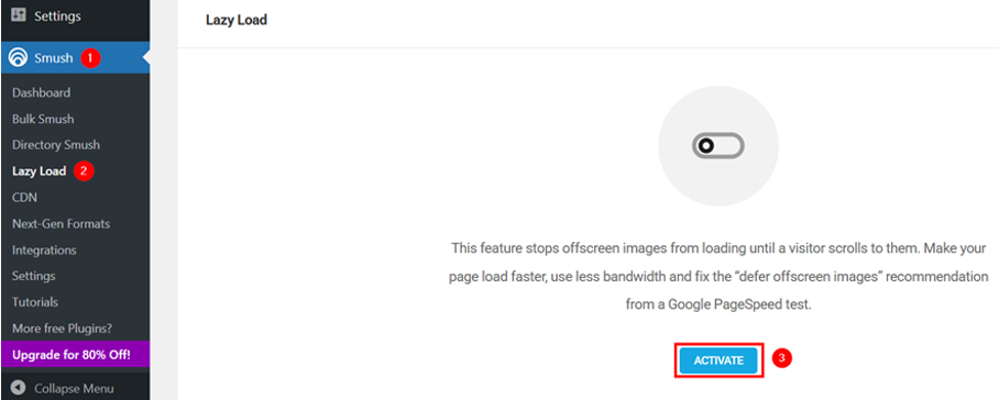 Core Web Vitals For WordPress - Activate Lazy Loading