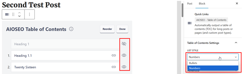 WordPress Anchor Links Setup - Customize Table of Contents