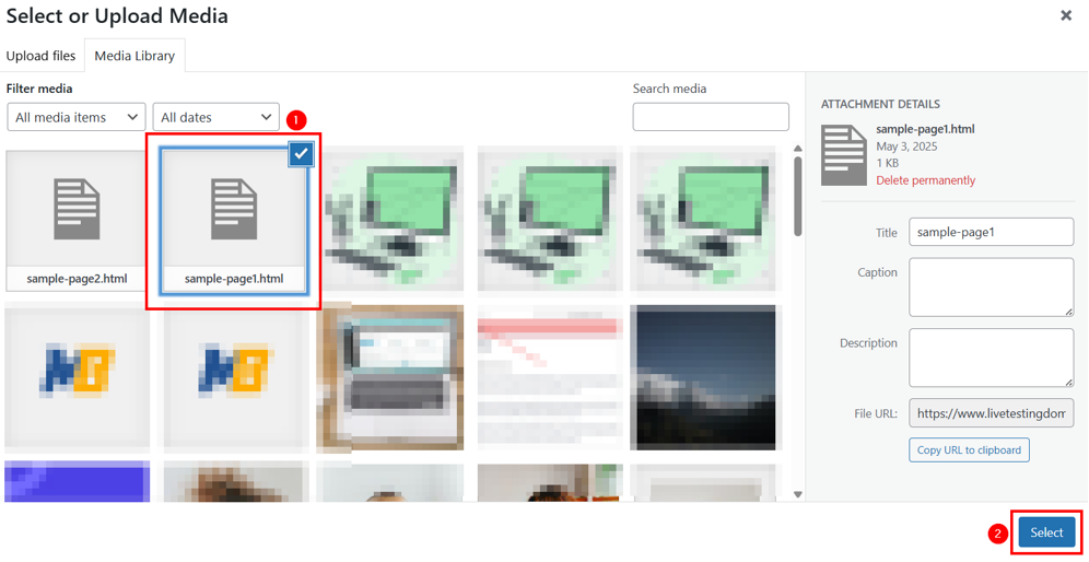 How To Upload HTML Files To WordPress - Select HTML File to Insert in Post or Page