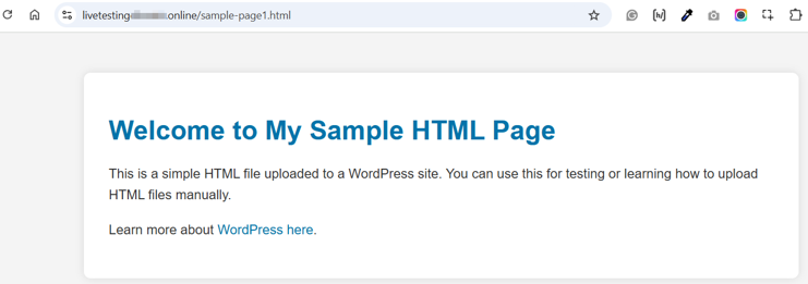 How To Upload HTML Files To WordPress - Test Uploaded HTML File’s Permissions