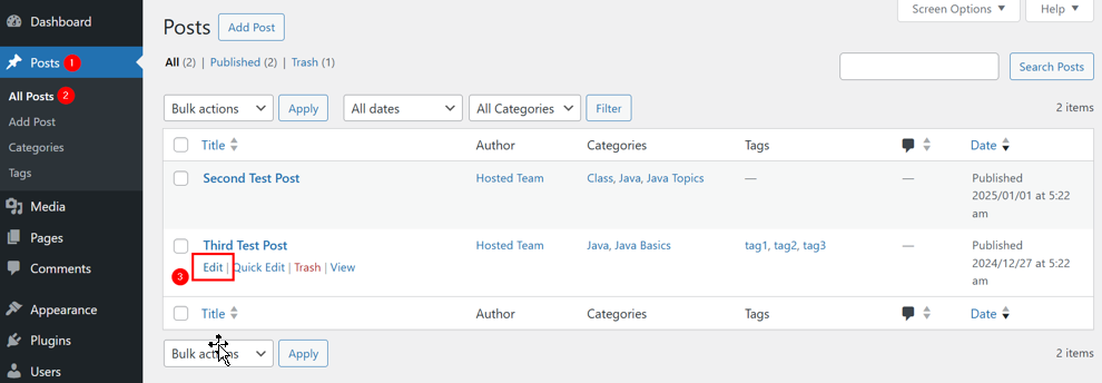 WordPress Revisions - Open Post in Editor
