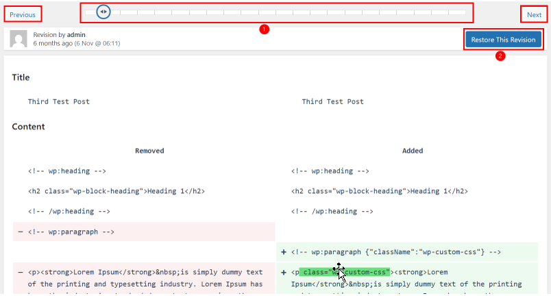 WordPress Revisions - Restore Previous WordPress Post Revision